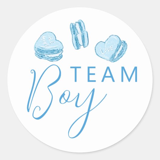 Sticker Rond Team Boy Gender Reveal Blue Heart Voter (Devant)