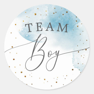 Sticker Rond Team Boy Genre Reveillez Aquarelle Bleu Vote