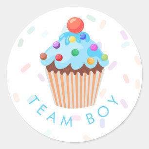 Sticker Rond Team Boy Genre Revela Party Vote Cupcak