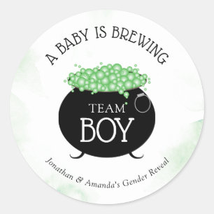 Sticker Rond Team Boy Halloween Baby Brewing Genre Revela