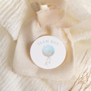 Sticker Rond Team Boy Pink Balloon Minimalist Gender Revela