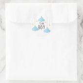 Sticker Rond Team Boy Stars Blue Clouds Gender Reveal Vote (Sac)