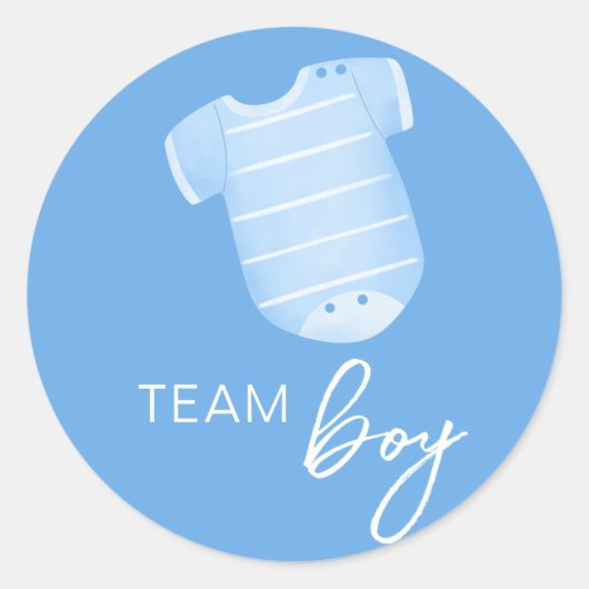 Sticker Rond Team Boy Wear What Will Baby Be Guess Blue White (Devant)