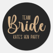 Sticker Rond Team Bride Elegant Bachelorette Party (Devant)