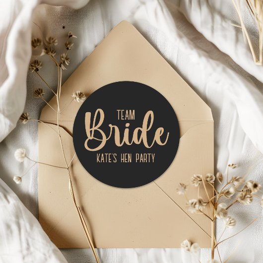 Sticker Rond Team Bride Elegant Bachelorette Party