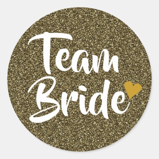Sticker Rond Team Bride Gold Heart Parties scintillant (Devant)