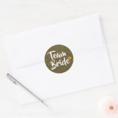 Sticker Rond Team Bride Gold Heart Parties scintillant (Enveloppe)