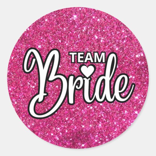 Sticker Rond Team Bride Pink Sparkling Parties scintillant (Devant)