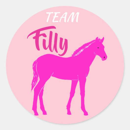 Sticker Rond "Team Filly" Révélation de genre rose (Devant)