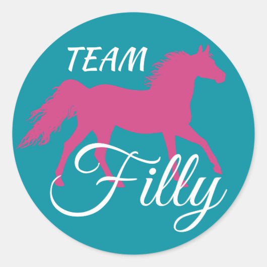 Sticker Rond "Team Filly" Révélation de genre rose (Devant)