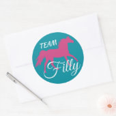 Sticker Rond "Team Filly" Révélation de genre rose (Enveloppe)