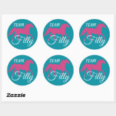 Sticker Rond "Team Filly" Révélation de genre rose (Feuille)