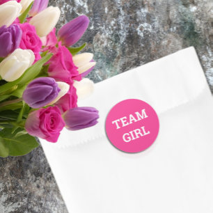 Sticker Rond Team Girl Gender Revela