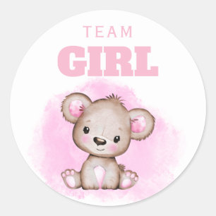 Sticker Rond Team Girl Pink Bear Genre Revela