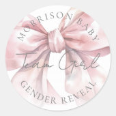 Sticker Rond Team Girl Pink Bow Genre Revela (Devant)