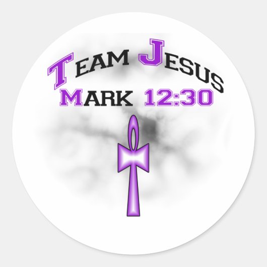 Sticker Rond Team Jesus Mark 12:30 (Devant)