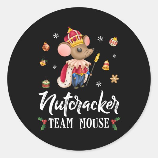 Sticker Rond Team Mouse Nutcracker Noël Danse Amusante Soldat (Devant)