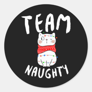 Sticker Rond Team Naughty Funny Matching Famille Noël