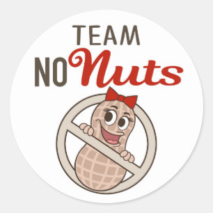 Sticker Rond Team No Nuts avec arc rouge sexe révéler autocolla