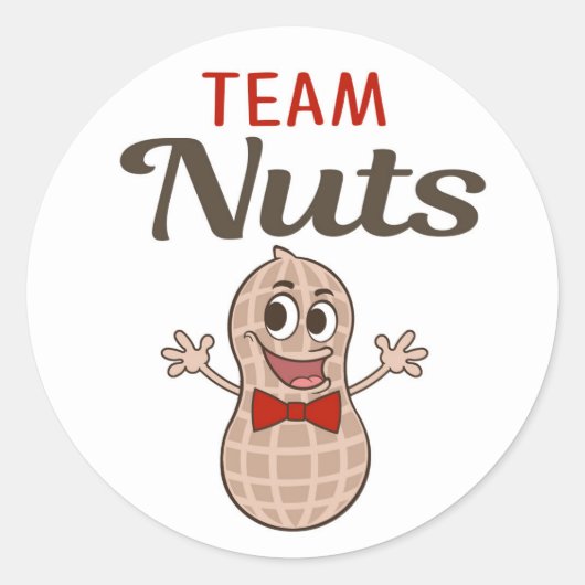 Sticker Rond Team Nuts avec cravate arc rouge sexe révéler auto (Devant)