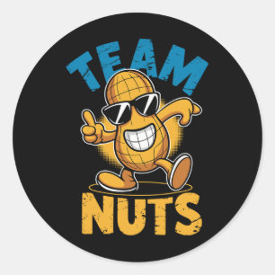 Sticker Rond Team Nuts Dab Peanut Drôle Cool Genre Revela