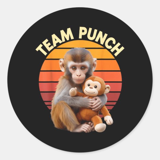 Sticker Rond Team Punch Monkey Plush Retro Sun (Devant)
