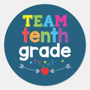 Sticker Rond Team Tenth Grade 10th Grader Teacher Back To