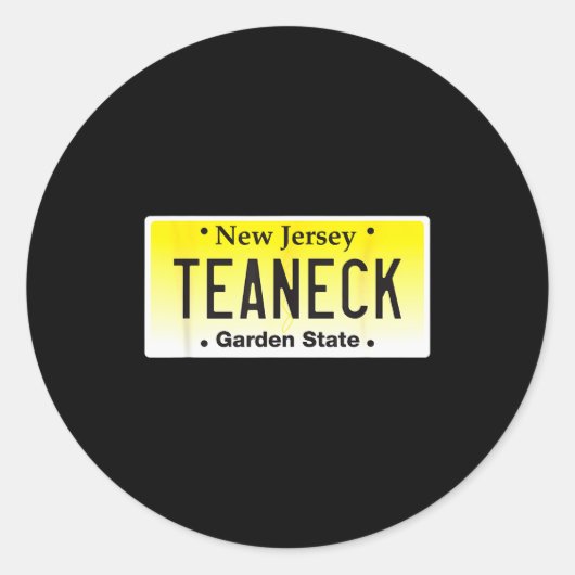 Sticker Rond Teaneck New Jersey Hometown Nj License Plate Graph (Devant)
