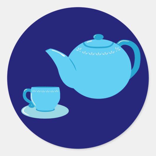 Sticker Rond Teapot bleu classique (Devant)