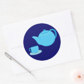 Sticker Rond Teapot bleu classique (Enveloppe)