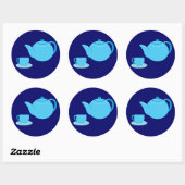 Sticker Rond Teapot bleu classique (Feuille)