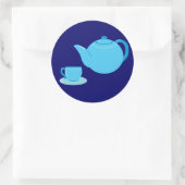 Sticker Rond Teapot bleu classique (Sac)