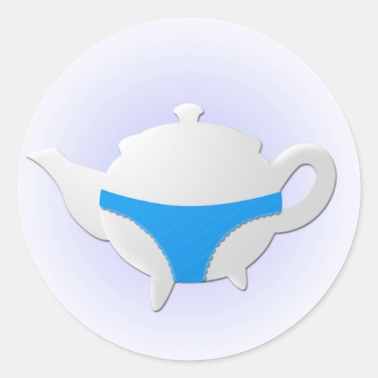 Sticker Rond Teapot bleu et lingerie (Devant)