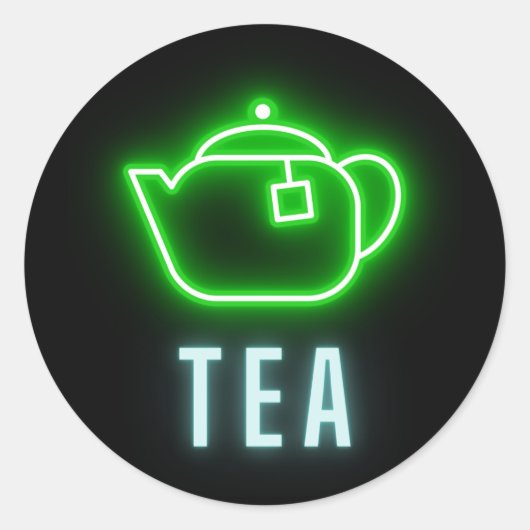 Sticker Rond Teapot de néon amusant (Devant)