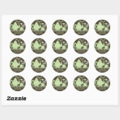 Sticker Rond Teapot et marguerites Espresso vert (Feuille)