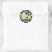 Sticker Rond Teapot et marguerites Espresso vert (Sac)