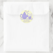 Sticker Rond Teapot et marguerites violettes (Sac)