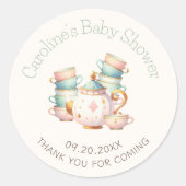 Sticker Rond Teapot Teacups Wonderland Douche Anniversaire (Devant)