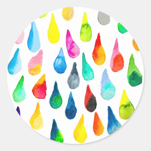 Sticker Rond Teardrops watercolor colorful whimsical (Devant)