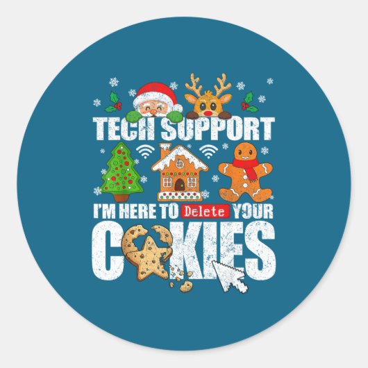 Sticker Rond Tech Suprt Christmas Cookies Women Men Funny Chris (Devant)