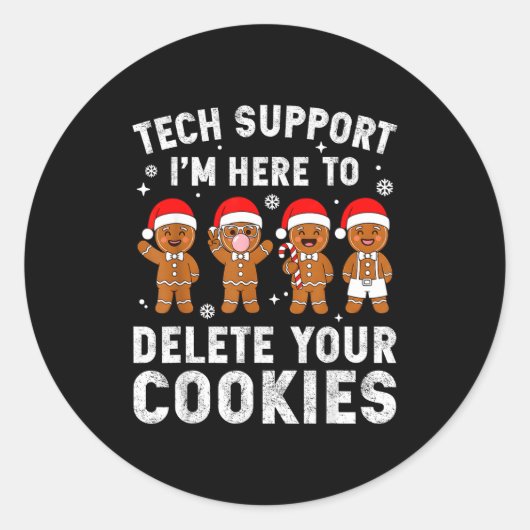 Sticker Rond Tech Suprt Christmas Cookies Women Men Funny Chris (Devant)