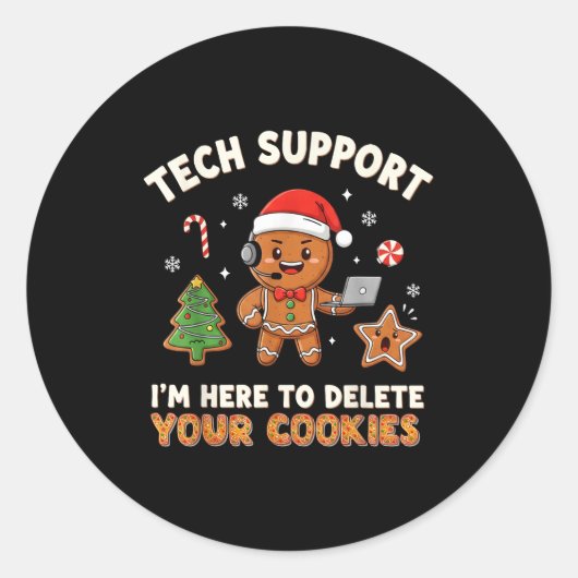 Sticker Rond Tech Suprt Christmas Cookies Women Men Funny Chris (Devant)