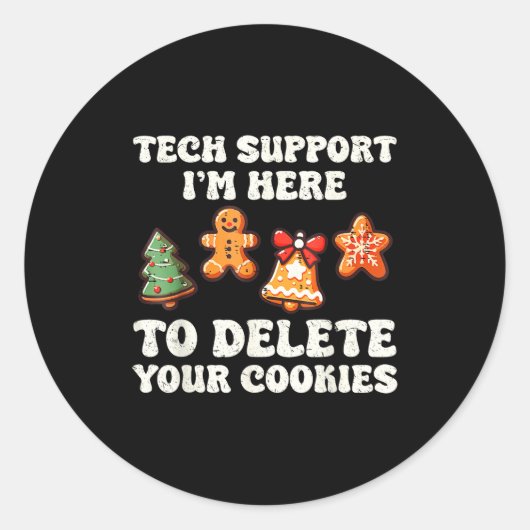Sticker Rond Tech Suprt Here To Delete Cookies Gingerbread Teac (Devant)