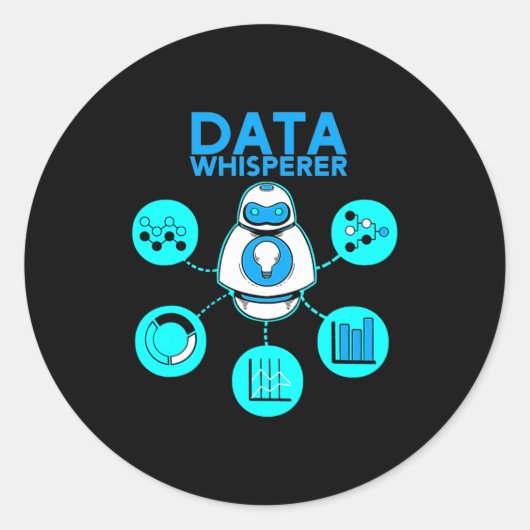 Sticker Rond Technicien Data Whisperer Analyste Mis Logiciel (Devant)