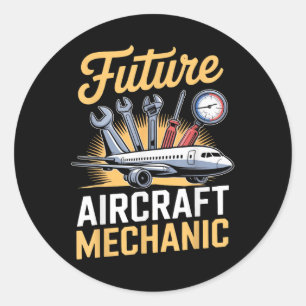 Sticker Rond Technicien d'avion de maintenance Avenir Avion Moi