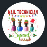 Sticker Rond Technicien de clou de Noël Propriétaires du salon<br><div class="desc">You own a nail salon ; this design est parfait pour se permettre ce Christmas season. Surprise your client with this design and enjoy this Christmas by matching with all your co-workers. Create unforgettable moments wearing this original design.</div>