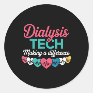Sticker Rond Technicien de dialyse faisant une différence Techn