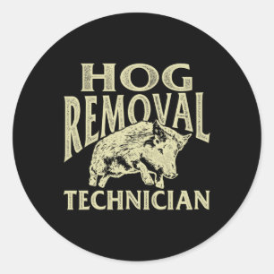 Sticker Rond Technicien d'enlèvement de porc - Chasse de porc s
