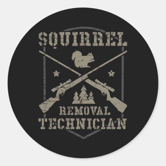 Sticker Rond Technicien d'enlèvement d'écureuil Squir de chasse (Devant)