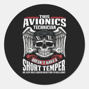 Sticker Rond Technicien en aéronautique Technicien en avionique